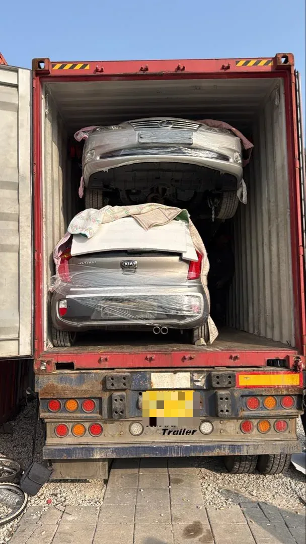 Vehicles chocked and secured in container